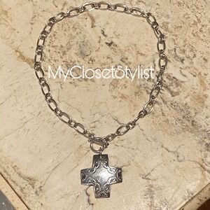 Sterling Silver Modern Celtic Cross Toggle Necklace 925 VINTAGE unisex